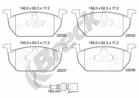 Audi A3 2.0 TDI Quattro Front Brake Pads - main image