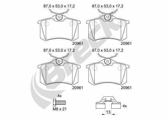 Audi A3 S3 Quattro Rear Brake Pads - main image