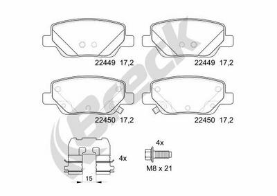 FIAT Tipo Liftback 1.6 D Rear Brake Pads - thumbnail image 2