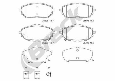 Toyota Auris 1.2 Front Brake Pads - thumbnail image 2
