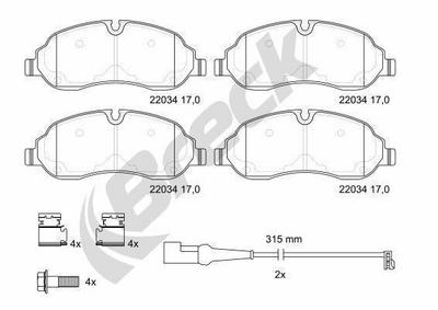 Ford Transit V363 Platform/ Chassis E-Transit Front Brake Pads - thumbnail image 3
