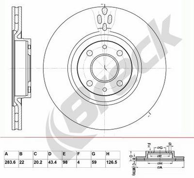 Lancia MUSA 1.3 D Multijet Front Brake Discs - thumbnail image 2