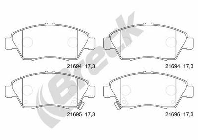 Honda Civic MK V Coupe 1.6 i Vtec Front Brake Pads - thumbnail image 2